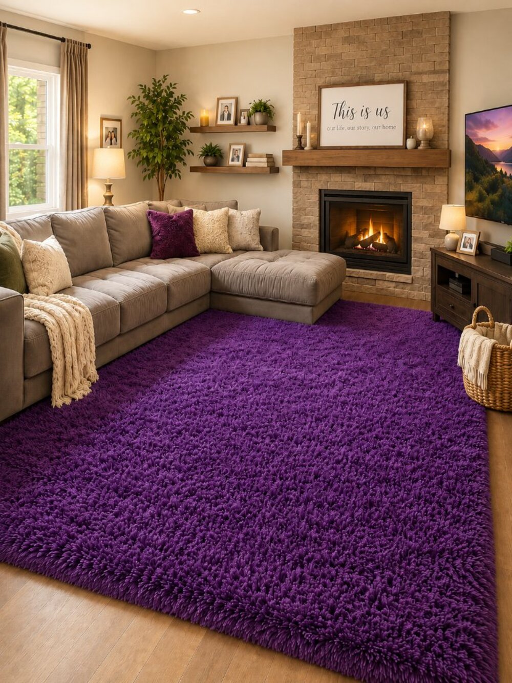 Rug - Purple Area Rug Accent Carpet - Size 4x6 - Machine Washable